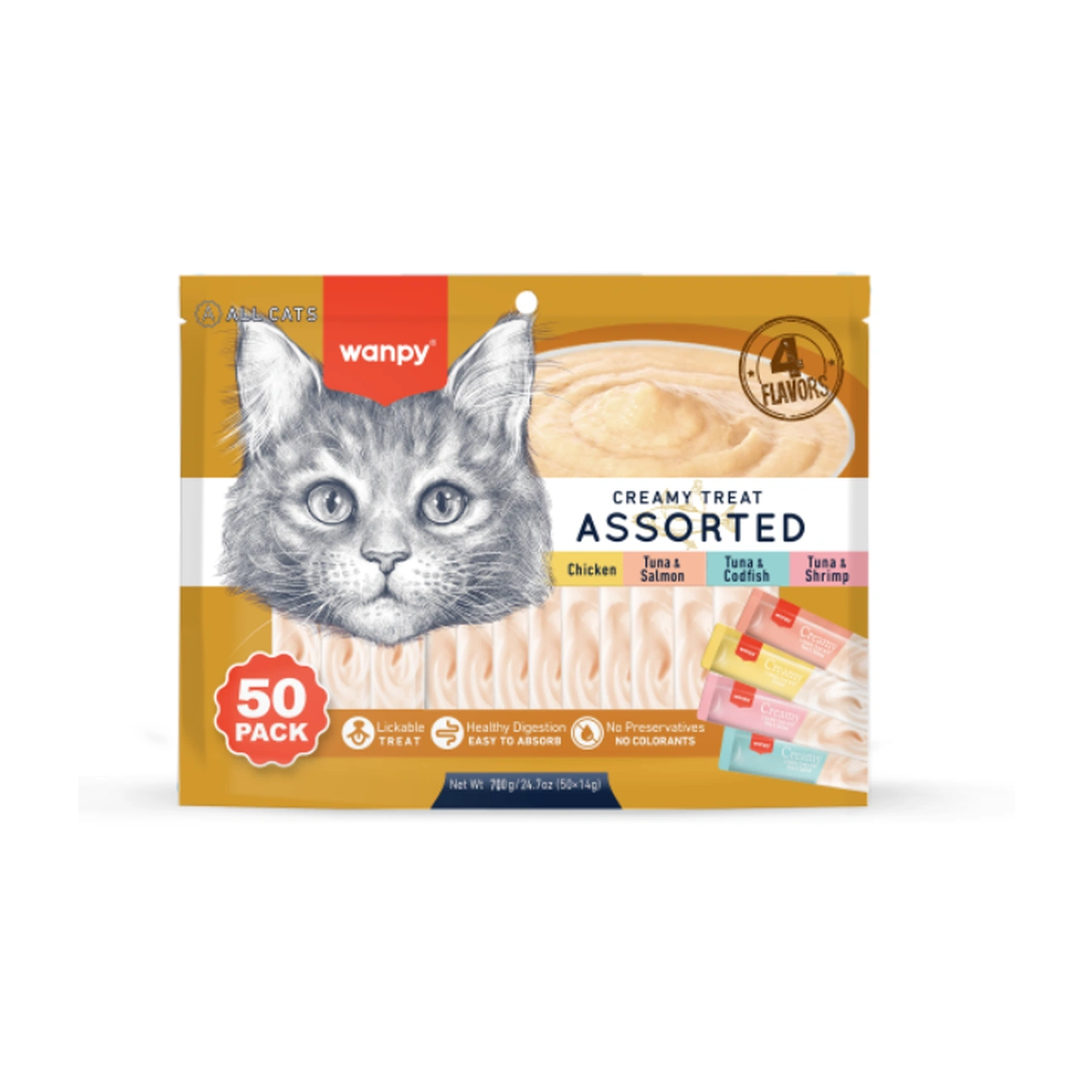 Wanpy Creamy Lickable Assorted 50 pack 700 g - 4 smage
